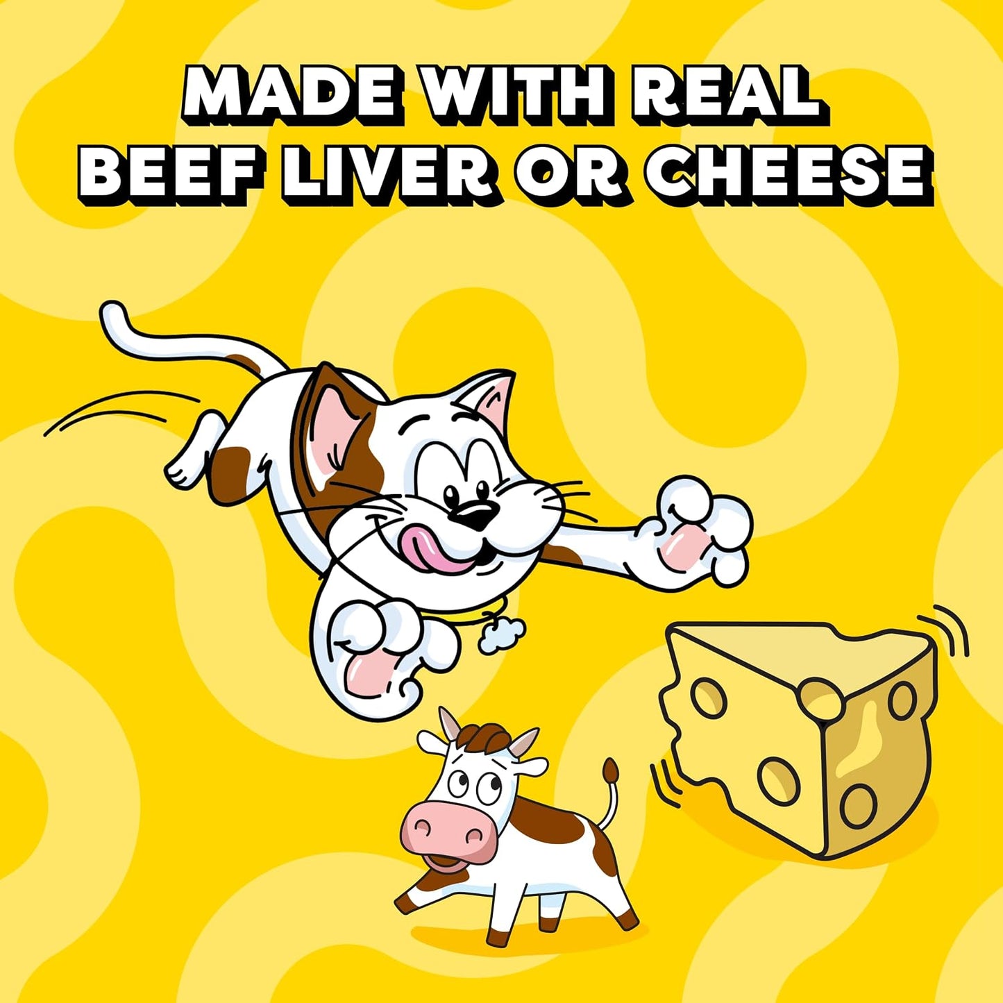 Creamy Puree Lickable Cat Treats, Beef Liver & Cheese, 24 Count | under 15 Calories per Tube, Great for Senior Cats, No Chewing Required, No Added Sugar, Wet Squeezable Treat, 0.42 Oz. Tubes